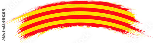 Flag of Catalonia in rounded grunge brush stroke. photo