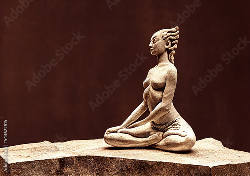 woman in healing therapy with yoga meditation pose uses aspects of music to improve health and well being  generative ai 
