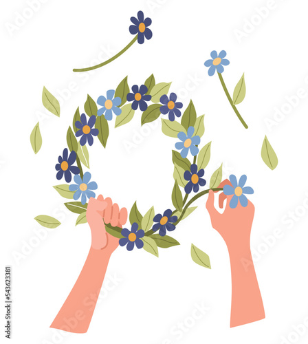 Handcraft creative workshop. Handmade hobby, creative work and art. Hands create crafts. Making decorative craftwork. Art crafts class vector banner for children