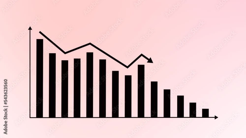Negative business graph animation white background Negative business graph animation white background