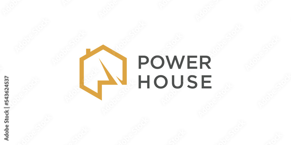 Power logo design with electric and letter p concept - obrazy, fototapety, plakaty 