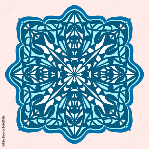 pattern blue and white on pink background, single element for card, of greeting new year