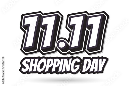 11.11 Shopping day font design on white background. Vector illustration