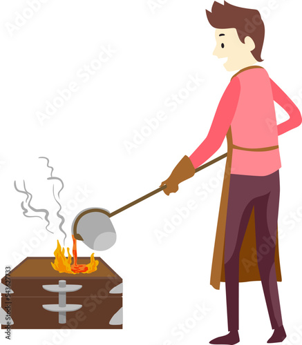 Man Metal Casting Metal Works Illustration