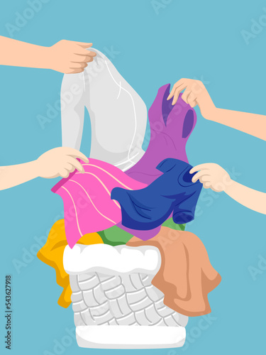 Hands Family Clothes Hamper Illustration