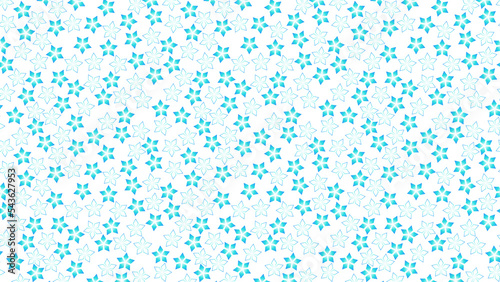 水色の星型の花模様　16：9　PNG
