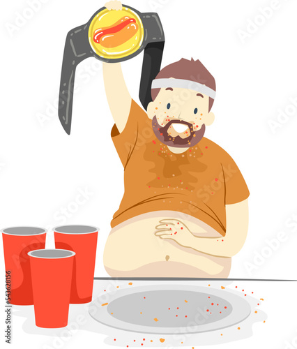 Man Champion Eating Contest Belt Illustration