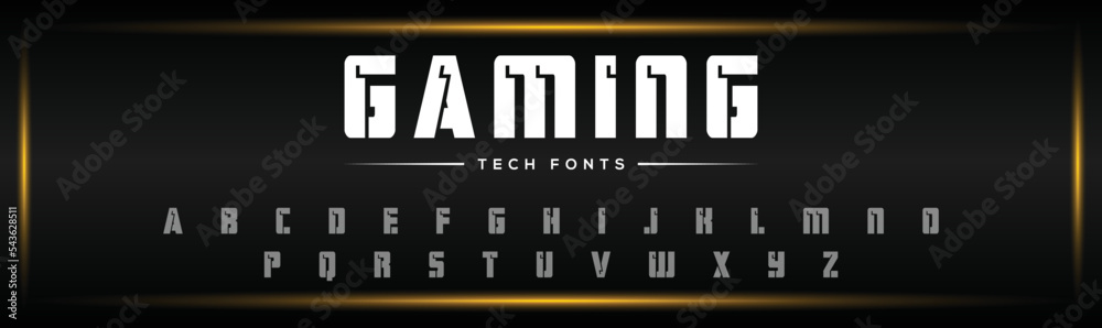 GAMING minimal modern tech alphabet letter fonts. Typography technology ...