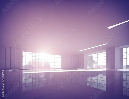 Empty office Room in sunrise 3d render 3d illustration