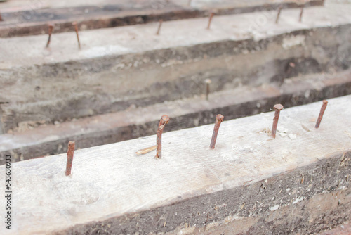 rusty nails in wood