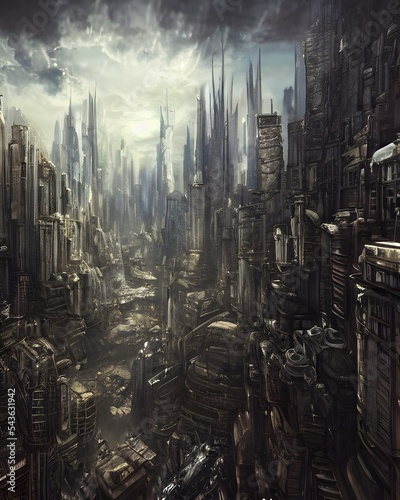 fantastic city beautiful drone scene 3d render 3d illustration