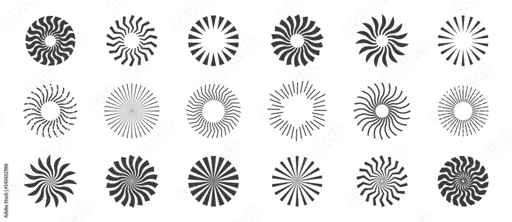Sunburst icon set. Retro sunburst design. Starburst sunburst circle shape. Vector illustration Sunburst icon set. Retro sunburst design. Starburst sunburst circle shape. Vector illustration