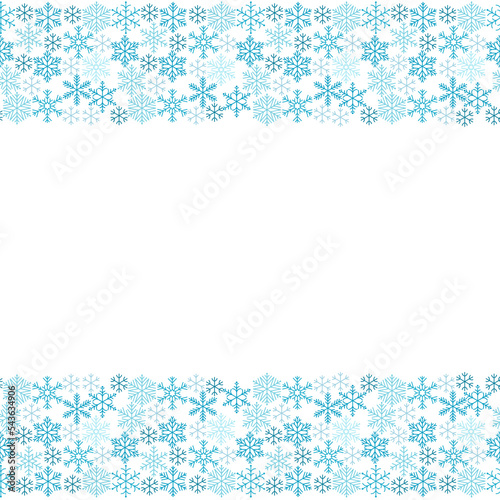 Narrow seamless pattern of snowflakes. PNG on transparent background