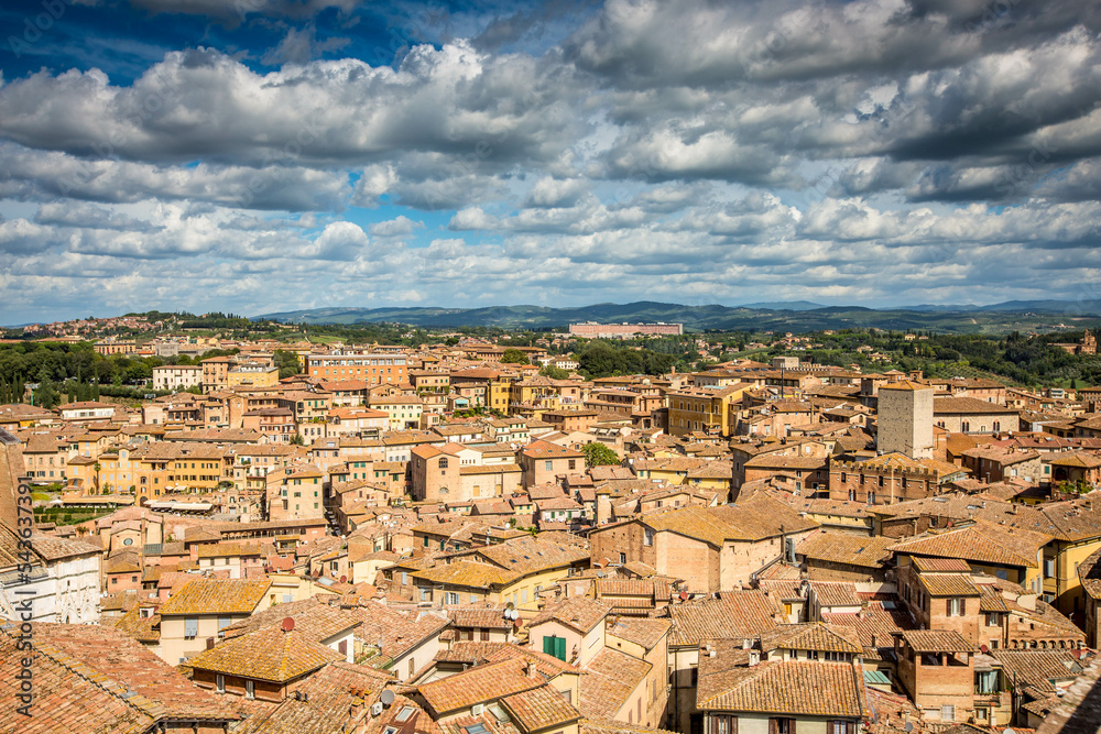 Panoramic view of Old Sienna, Italy