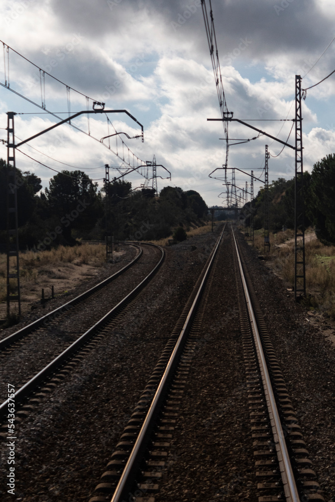 Rail tracks from the back wagon of the train of Felipe II 