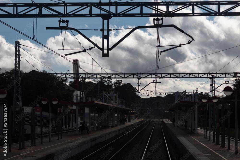 Fototapeta premium Rail tracks from the back wagon of the train of Felipe II 