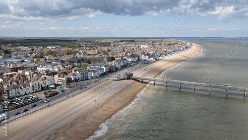 Tableau sur toile Deal Pier Kent UK Aerial of Town and seafront