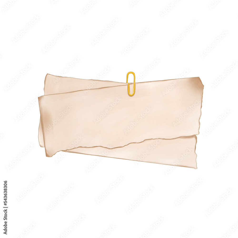 craft texture paper stickers for notes and message and blank, fastened with a yellow paper clip, white and brown stickers craft texture paper stickers for notes and message and blank, fastened with a yellow paper clip, white and brown stickers