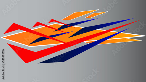 Motor Car race sticker stripes. Red blue and orange composition.