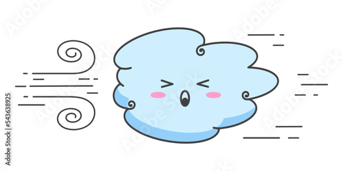 Icon windy, cloud and wind in doodle style, weather forecast