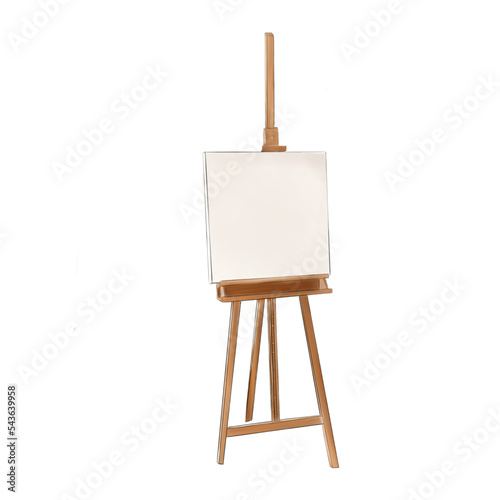 wooden easel for painting picture and with blank canvas