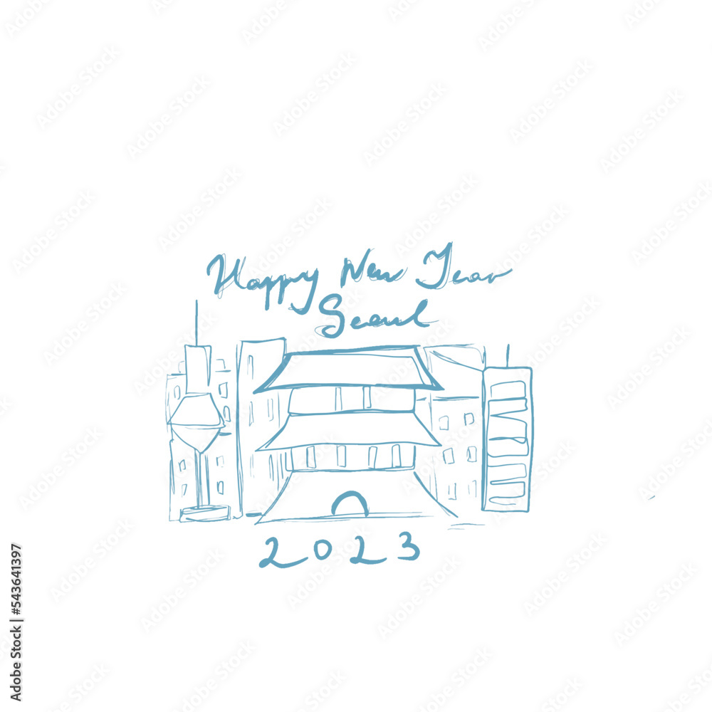 Naklejka premium happy new year Seoul card.