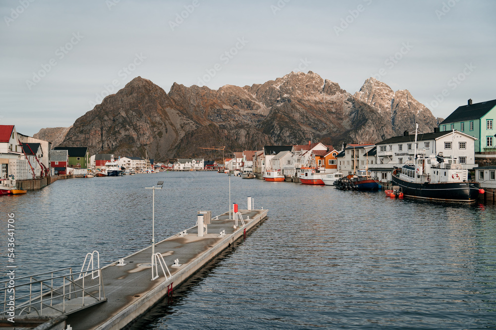 Henningsvaer, Lofoten Islands, Norway - 25.9.2022: Henningsvaer fishing village in Vagan Municipality, Nordland County, the island of Austvagoya, Lofoten Islands Archipelago, Norway.