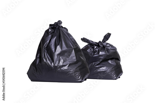 black garbage bag isolated on white background. clipping mask