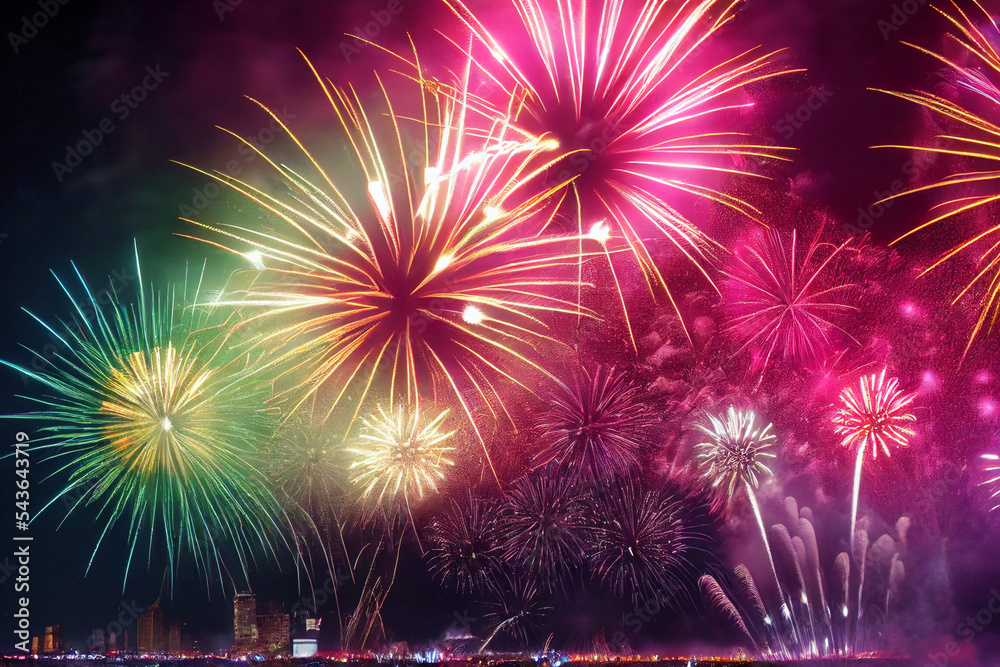 New Years Eve, July 4th, fireworks, digital art