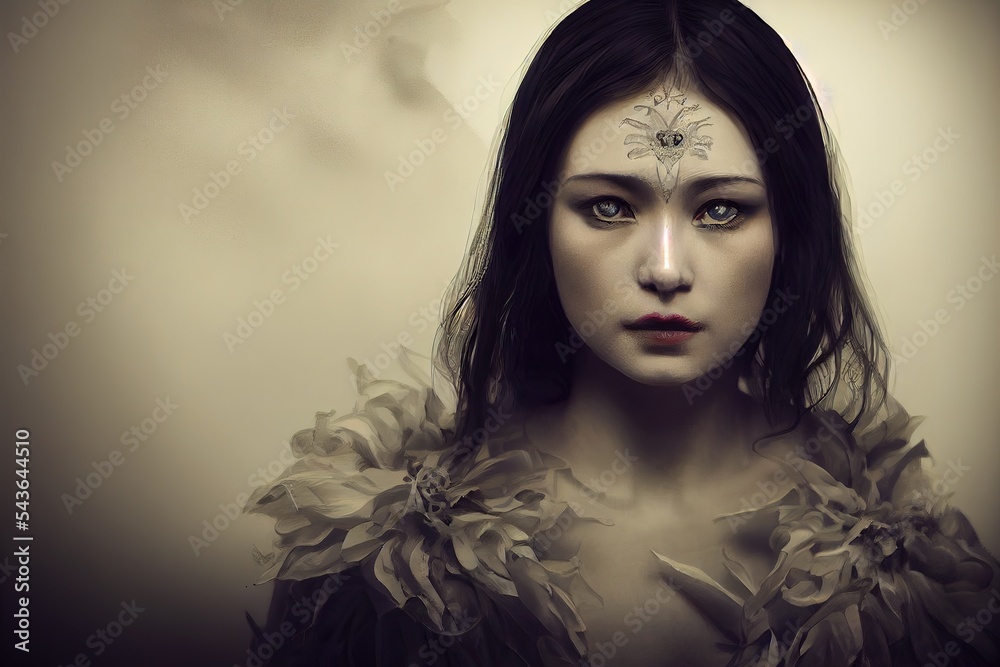 mysterious asian woman portrait