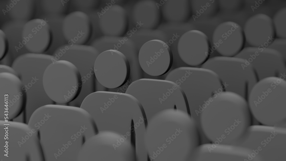 Fototapeta premium black and white schematic crowd pictogram