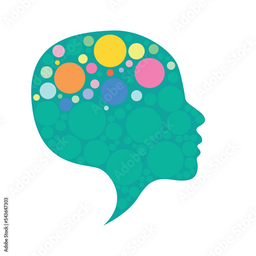 Human head silhouette with brain mental health psycho therapy, bipolar concept, therapist and patient, sign symbol vector illustration