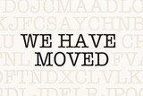 We have moved. Page with letters in typewriter font. Part of the text in dark color. Company relocation, business moved to new place and new location. 3D illustration