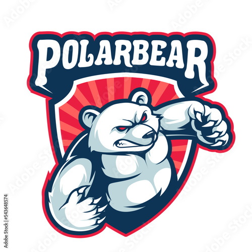 polar bear angry mascot logo vector illustration concept
