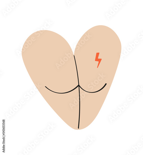 Human body part - bum, buttock icon. Vector illustration isolated on white background. 
