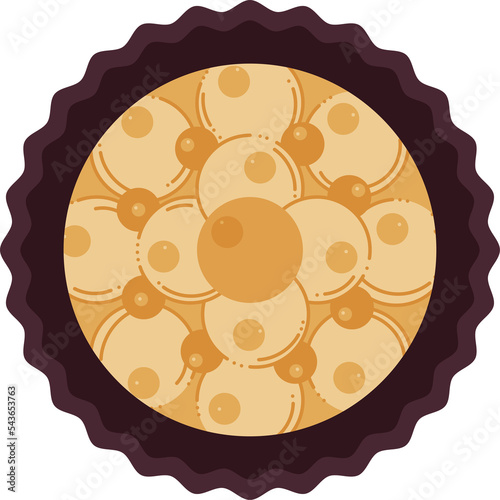 Brigadeiro candy1. Brazilian round candy topped with orange sweet balls. Cartoon vector illustration. photo