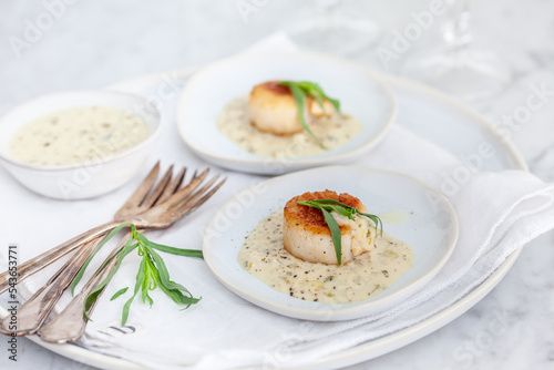 Scallops with lime sauce  photo