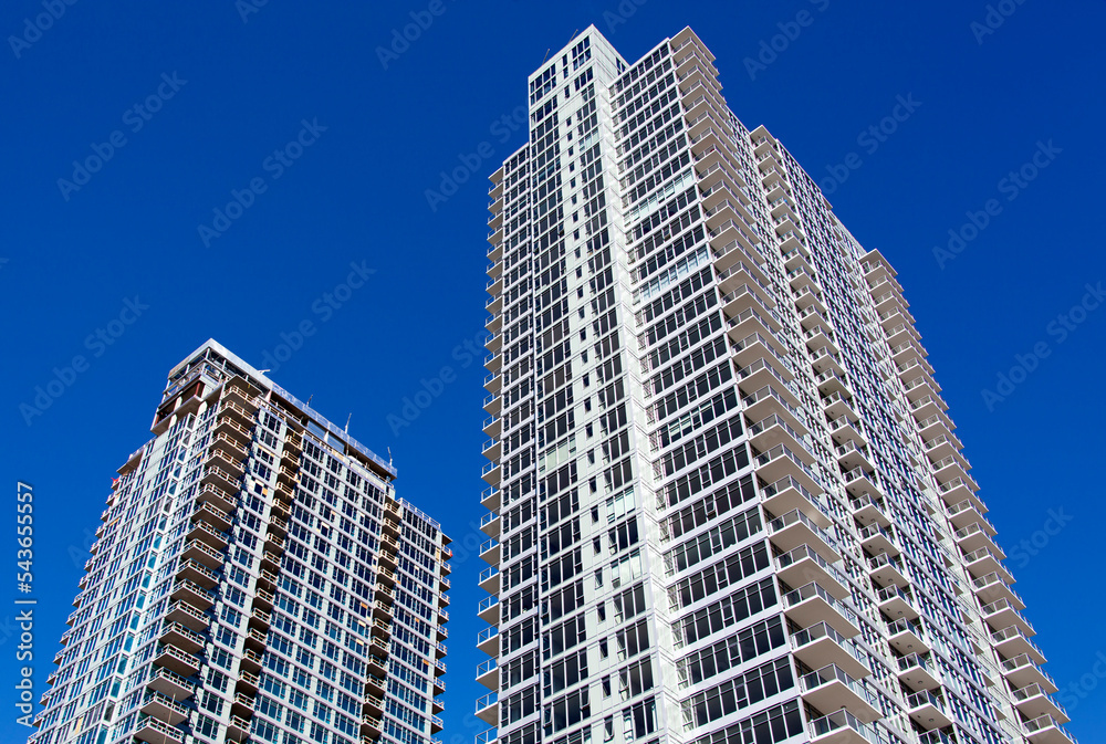 Seattle Residential Skyscrapers And A Blue Sky