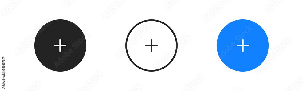 Simple blue round add button outline icon. Flat design. Element of calculator. Circle, plus sign. Add post symbol. Simple blue round add button outline icon. Flat design. Element of calculator. Circle, plus sign. Add post symbol.