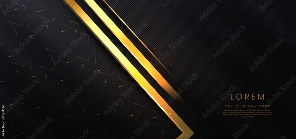 Abstract elegant black background with golden line and lighting effect ...