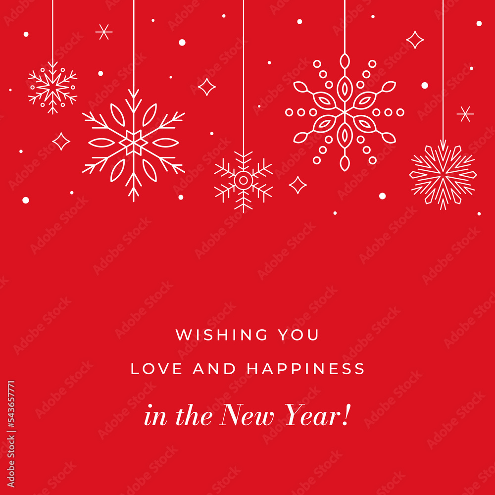 Red vector greeting card for Christmas and New Year holidays. Simple flat illustration Red vector greeting card for Christmas and New Year holidays. Simple flat illustration
