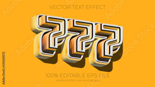 Lucky 777 text effect style, EPS editable text effect