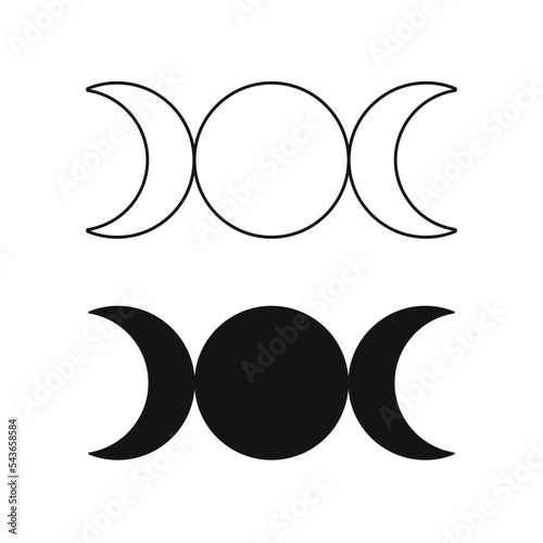 Triple goddess moon symbol vector set photo