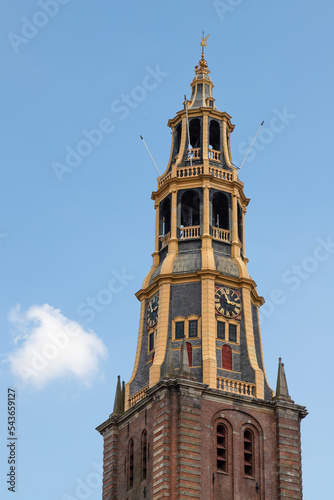 Tower of the historic Der Aa church in Groningen, Netherlands.  photo