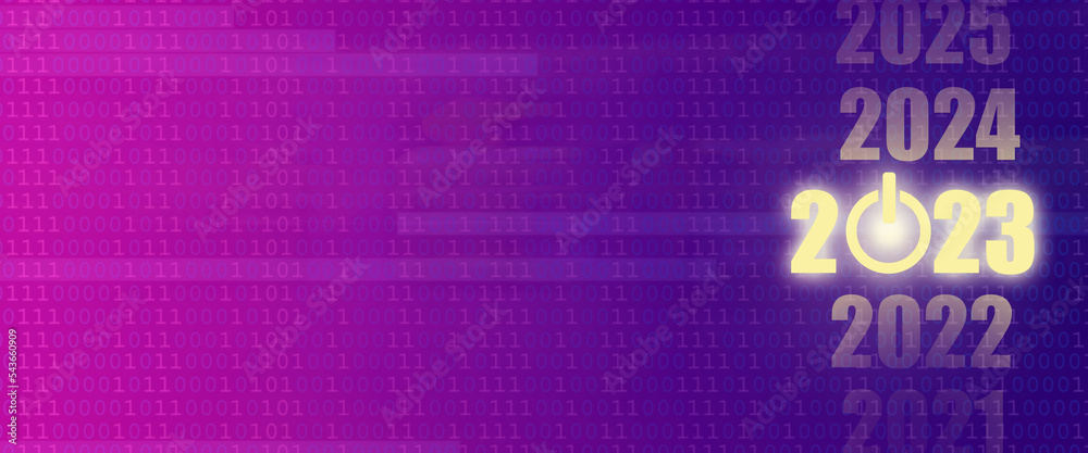 2022.2023.2024.Numbers and start button on dark pink purple gradient