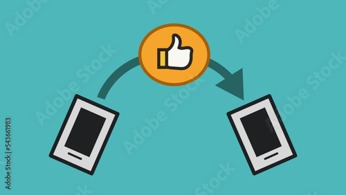 スマホでいいね又はお気に入りを送るイメージ