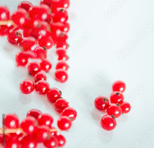 A bunch of red currants on a white background