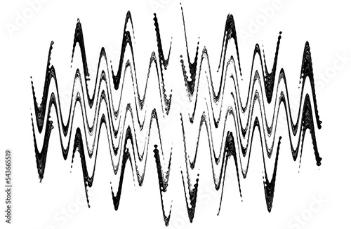 Black Abstract waved pattern on transparent background.