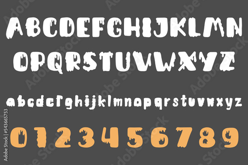 Vector hand drawn scary typography english letters set. Freehand typeface