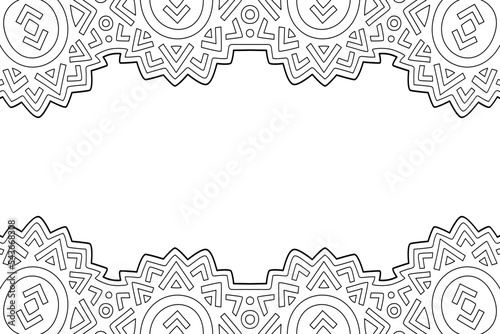 Line art for coloring book with geometric border